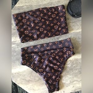 LV bandeau high waist swimsuit